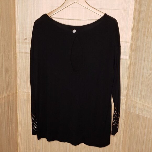 Gaiam Womens Black Stretchy Oversized Open Back Stretchy Athletic Top XS - Picture 1 of 8
